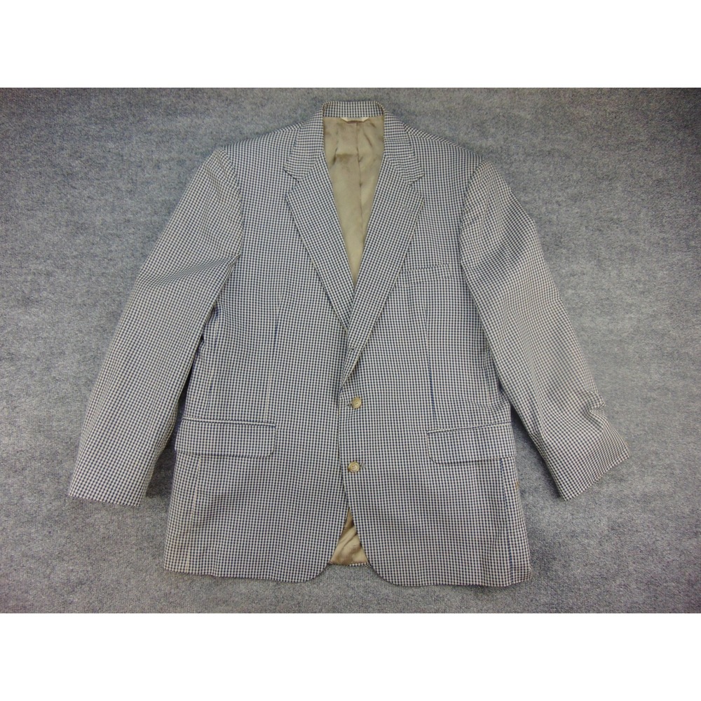 Orvis Sport Coat Mens 46L Blue Gingham Check Two Button Blazer Preppy Ivy League